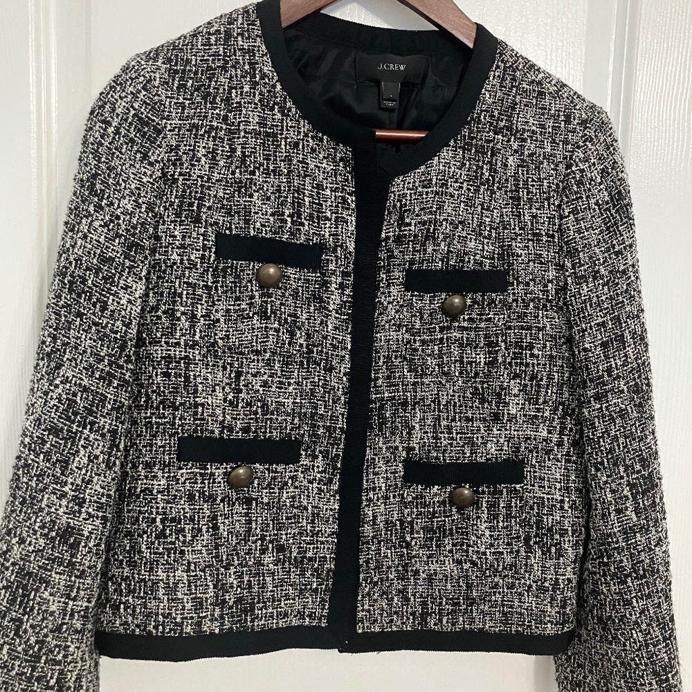 J.Crew, size 4, black and white tweed blazer jacket